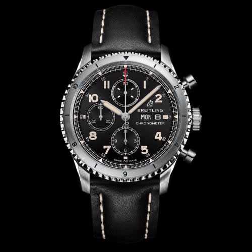 Breitling Aviator 8 Chronograph 43 Stainless Steel / Black / Calf / Pin