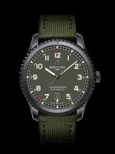Breitling Aviator 8 Automatic 41 Blacksteel / Curtiss Warhawk / Canvas / Folding
