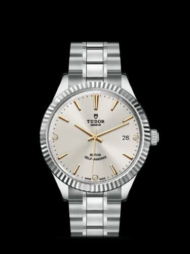 Tudor Style 38 Stainless Steel / Fluted / Silver-Diamond / Bracelet