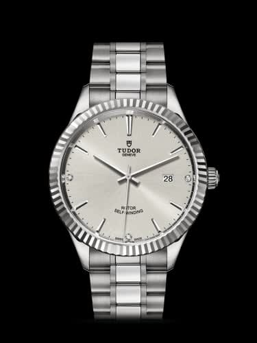 Tudor Style 41 Stainless Steel / Fluted / Silver-Diamond / Bracelet