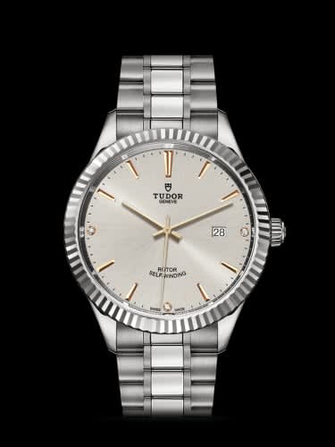 Tudor Style 41 Stainless Steel / Fluted / Silver-Diamond / Bracelet