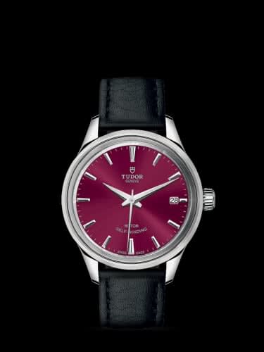 Tudor Style 34 Stainless Steel / Burgundy / Strap