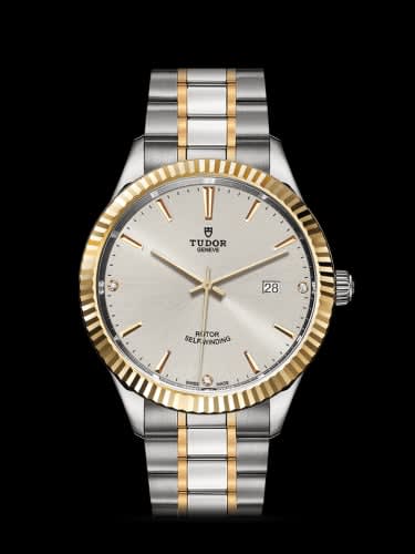 Tudor Style 41 Stainless Steel / Yellow Gold / Fluted / Silver-Diamond / Bracelet