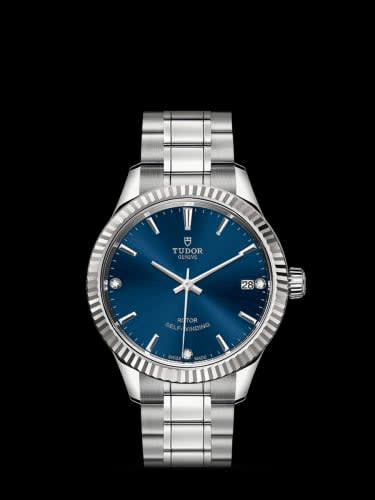 Tudor Style 34 Stainless Steel / Fluted / Blue-Diamond / Bracelet