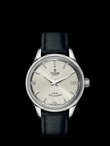 Tudor Style 34 Stainless Steel / Silver-Diamond / Strap