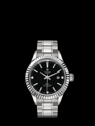 Tudor Style 28 Stainless Steel / Fluted / Black-Diamond / Bracelet