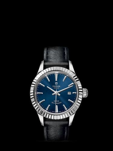 Tudor Style 28 Stainless Steel / Fluted / Blue / Strap