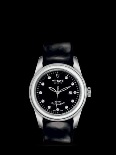 Tudor Glamour Date 31 Stainless Steel / Black-Diamond / Strap