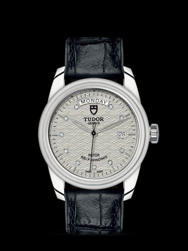 Tudor Glamour Day + Date Stainless Steel / Jacquard Silver-Diamond / Strap