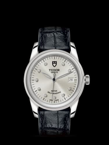 Tudor Glamour Date 36 Stainless Steel / Silver-Diamond / Strap