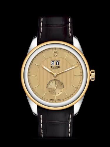 Tudor Glamour Double Date Stainless Steel / Yellow Gold / Champagne/ Strap