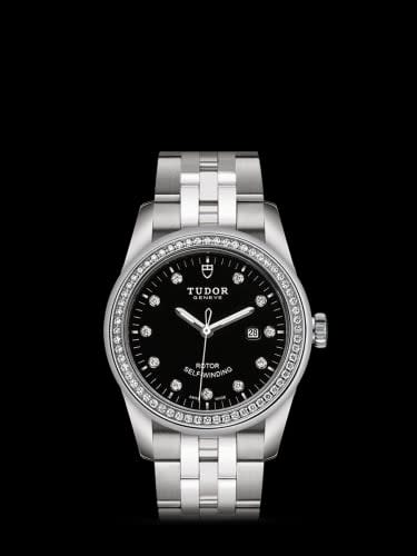 Tudor Glamour Date 31 Stainless Steel / Diamond / Black-Diamond / Bracelet
