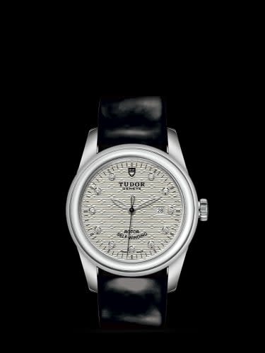 Tudor Glamour Date 31 Stainless Steel / Jacquard Silver-Diamond / Strap
