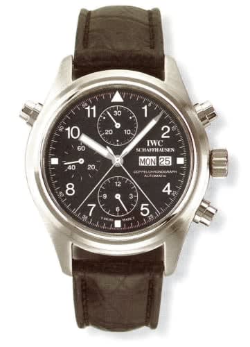 IWC Schaffhausen Pilot's Watch Doppelchronograph Stainless Steel / Black / Italian / Strap