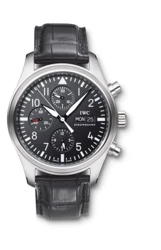 IWC Schaffhausen Pilot's Watch Chronograph Stainless Steel / Black / Strap