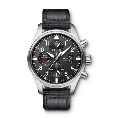 IWC Schaffhausen Pilot's Watch Chronograph Stainless Steel / Black / Strap