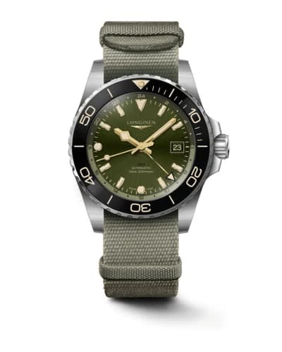 Longines Hydroconquest GMT 41 Stainless Steel / Green / NATO