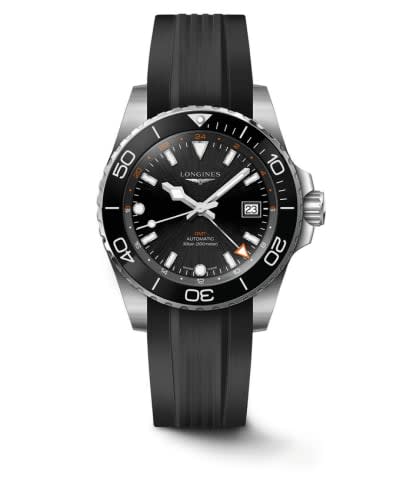 Longines Hydroconquest GMT 41 Stainless Steel / Black / Rubber