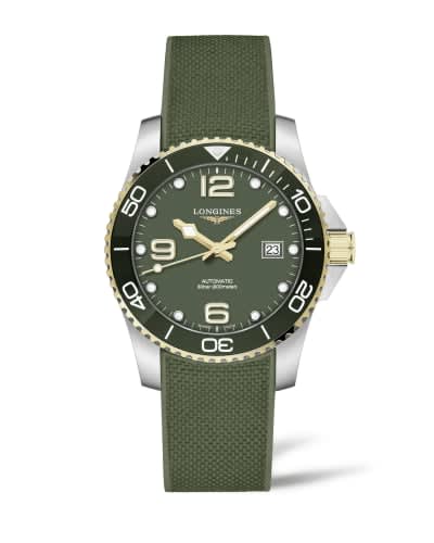 Longines HydroConquest 41 Automatic Stainless Steel / Yellow Gold / Green / Rubber