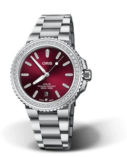 Oris Aquis Date Diamonds 41.5 Stainless Steel / Red / Bracelet