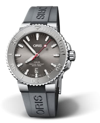 Oris Aquis Date 43.5 Relief Stainless Steel / Grey / Rubber