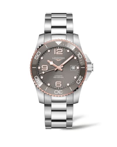 Longines HydroConquest 39 Automatic Stainless Steel - Pink Gold / Grey / Bracelet