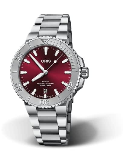 Oris Aquis Date 41.5 Relief Stainless Steel / Cherry / Bracelet