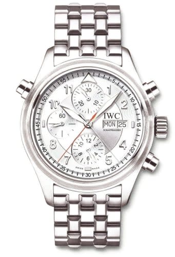 IWC Schaffhausen Pilot's Watch Spitfire Double Chronograph Stainless Steel / Silver / French / Bracelet