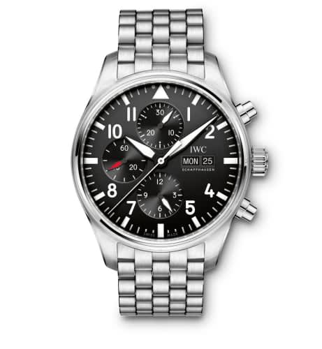 IWC Schaffhausen Pilot's Watch Chronograph Stainless Steel / Black / Bracelet