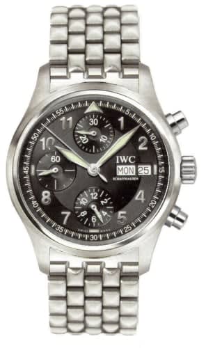 IWC Schaffhausen Pilot's Watch Spitfire Chronograph Stainless Steel / Black / Spanish / Bracelet