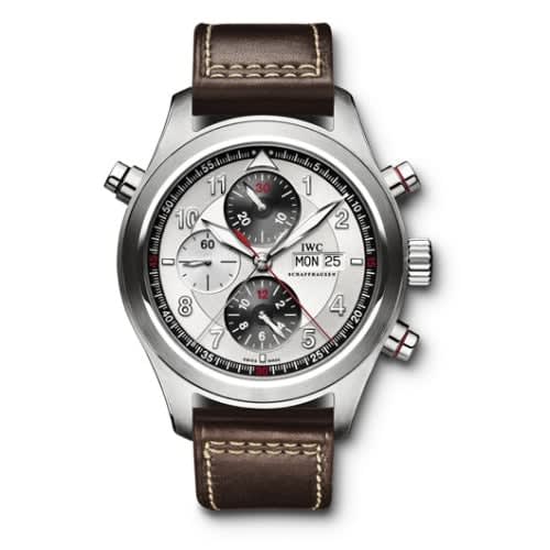 IWC Schaffhausen Pilot's Watch Spitfire Double Chronograph Stainless Steel / Panda / Strap