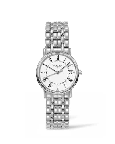 Longines Presence Quartz 30mm Stainless Steel / White - Roman / Bracelet