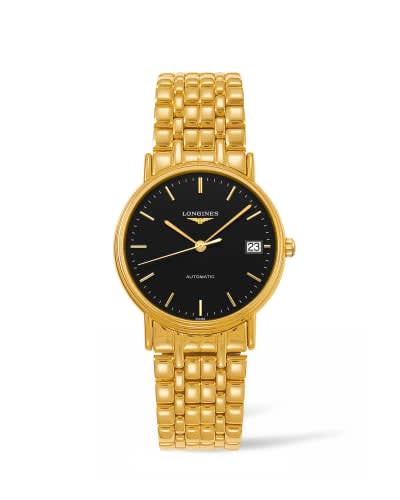 Longines Presence Automatic 34.5mm Stainless Steel / PVD Gold / Black / Bracelet