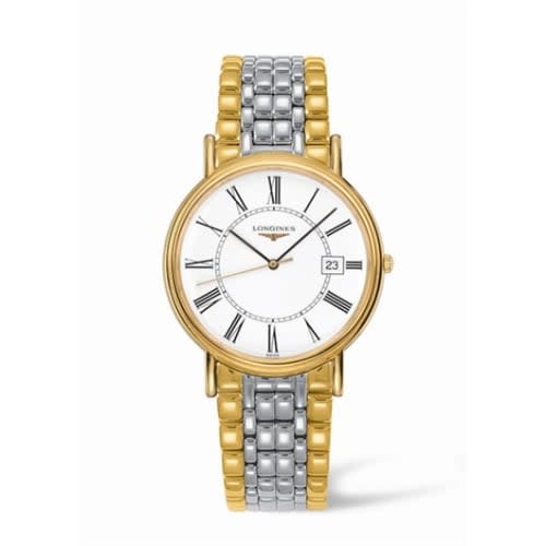 Longines Presence 38.5 Quartz PVD Gold / White - Roman / Bracelet