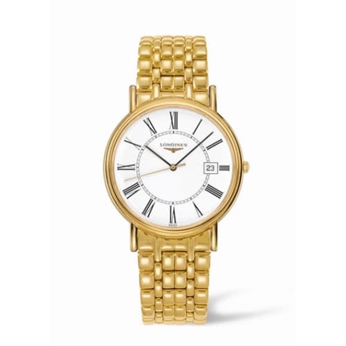 Longines Presence 38.5 Quartz PVD Gold / White - Roman / Bracelet