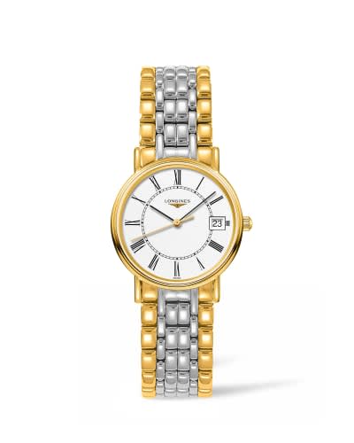 Longines Presence Quartz 30mm PVD Gold / White - Roman / Bracelet