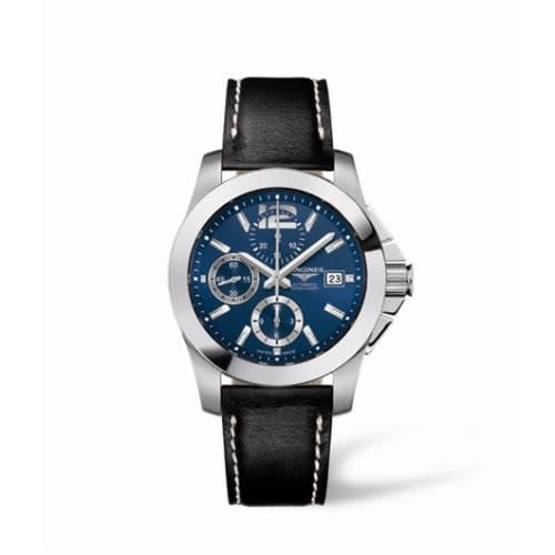Longines Conquest Chronograph Blue Leather