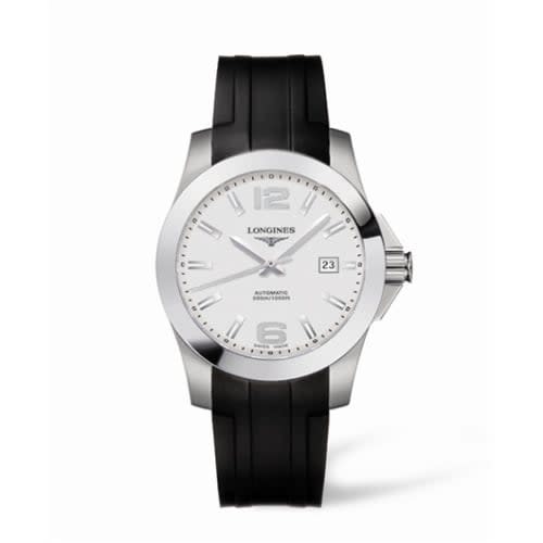 Longines Conquest Automatic 41mm Silver Rubber