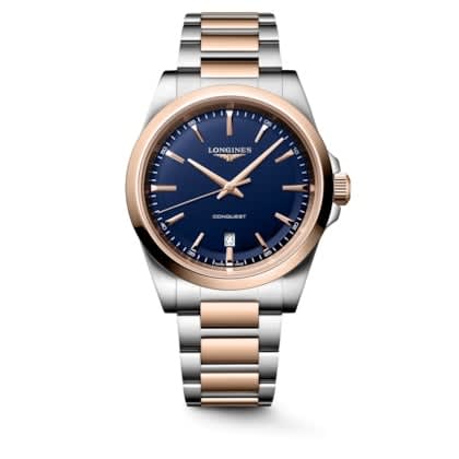 Longines Conquest Quartz 41 Stainless Steel - Red Gold / Blue / Bracelet
