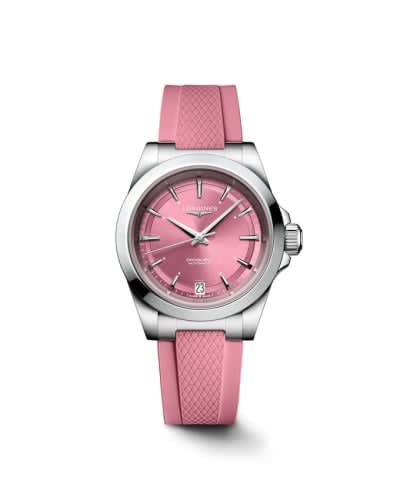 Longines Conquest 34 Stainless Steel / Pink / Rubber