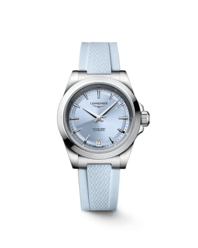 Longines Conquest 34 Stainless Steel / Ice Blue / Rubber