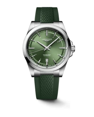 Longines Conquest 41 Stainless Steel / Green / Rubber