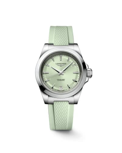 Longines Conquest 34 Stainless Steel / Mint Green / Rubber