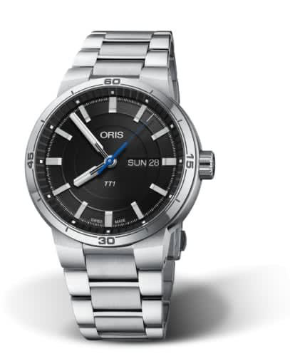 Oris TT1 Day Date Stainless Steel / Black / Bracelet