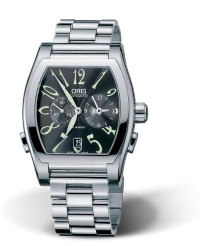 Oris Tonneau Worldtimer Stainless Steel / Black / Bracelet