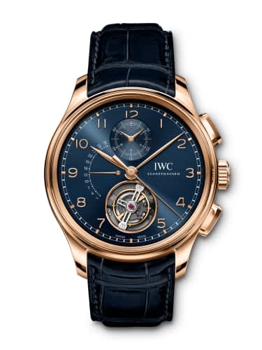 IWC Schaffhausen Portugieser Tourbillon Rétrograde Chronograph Armor Gold / Blue / Boutique Edition