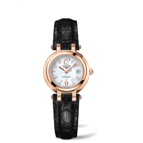 Longines PrimaLuna Automatic 26.5 Pink Gold Leather Funky MOP