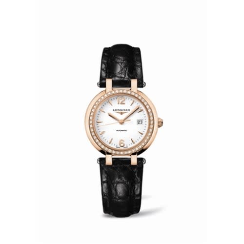 Longines PrimaLuna Automatic 30 Pink Gold Diamond Leather Arabic