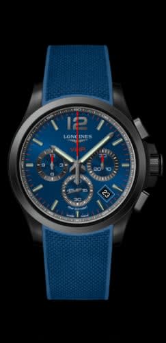 Longines Conquest V.H.P. Chronograph 42 PVD / Blue / Rubber