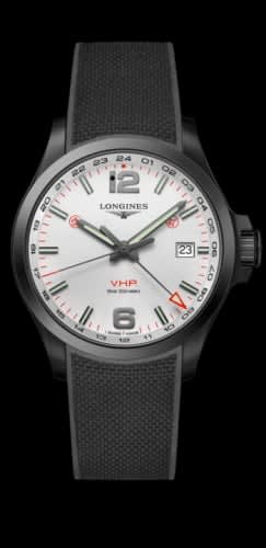 Longines Conquest V.H.P. GMT 43 PVD / Silver / Rubber